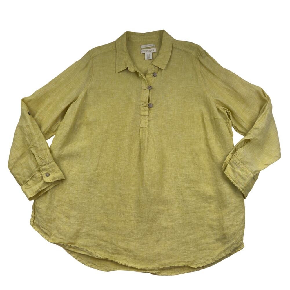 Cynthia Rowley Butter Yellow Lightweight Linen Popover Tunic Women's Size 1X